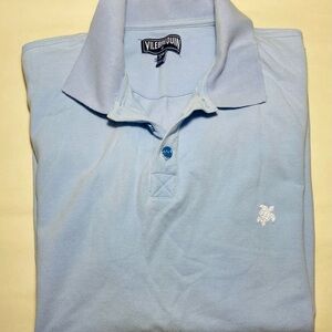 Vilebrequin men’s pale blue 1/4 button polo shirt Founded in St Tropez  1970’s
